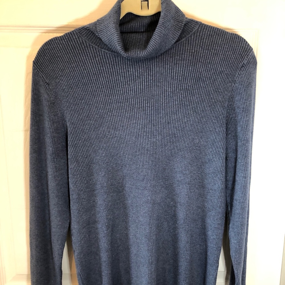 Blue Turtleneck Knit Sweater